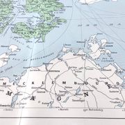 Carte ancienne Danemark Islande Scandinavie 43x43cm de 1950