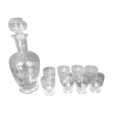Service à liqueur composé d'une carafe et de 8 verres dorés