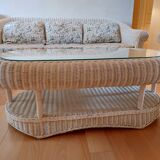 Salon de jardin en osier vintage