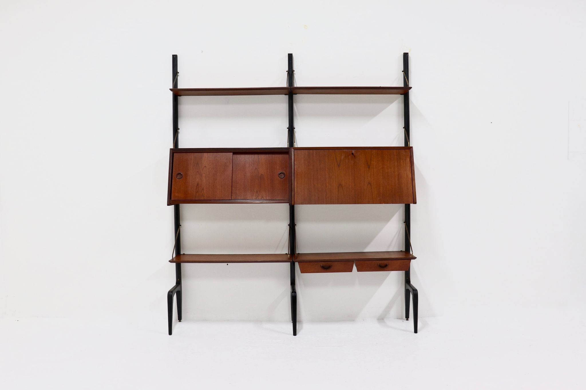 Teak Wall Unit by Louis van Teeffelen for WeBe 1950's