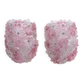 Set of 2 Murano Wall Light Pink Flower by Seguso, 1970