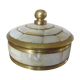 Round box in white mother-of-pearl and brass 60s 70s
