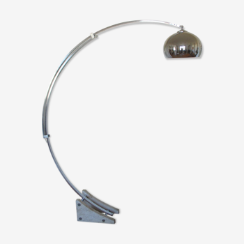 Arch floor lamp Guzzini alu chrome travertine