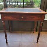 Side table with drawer and leather top