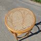 High bar stool in curved wood and cane