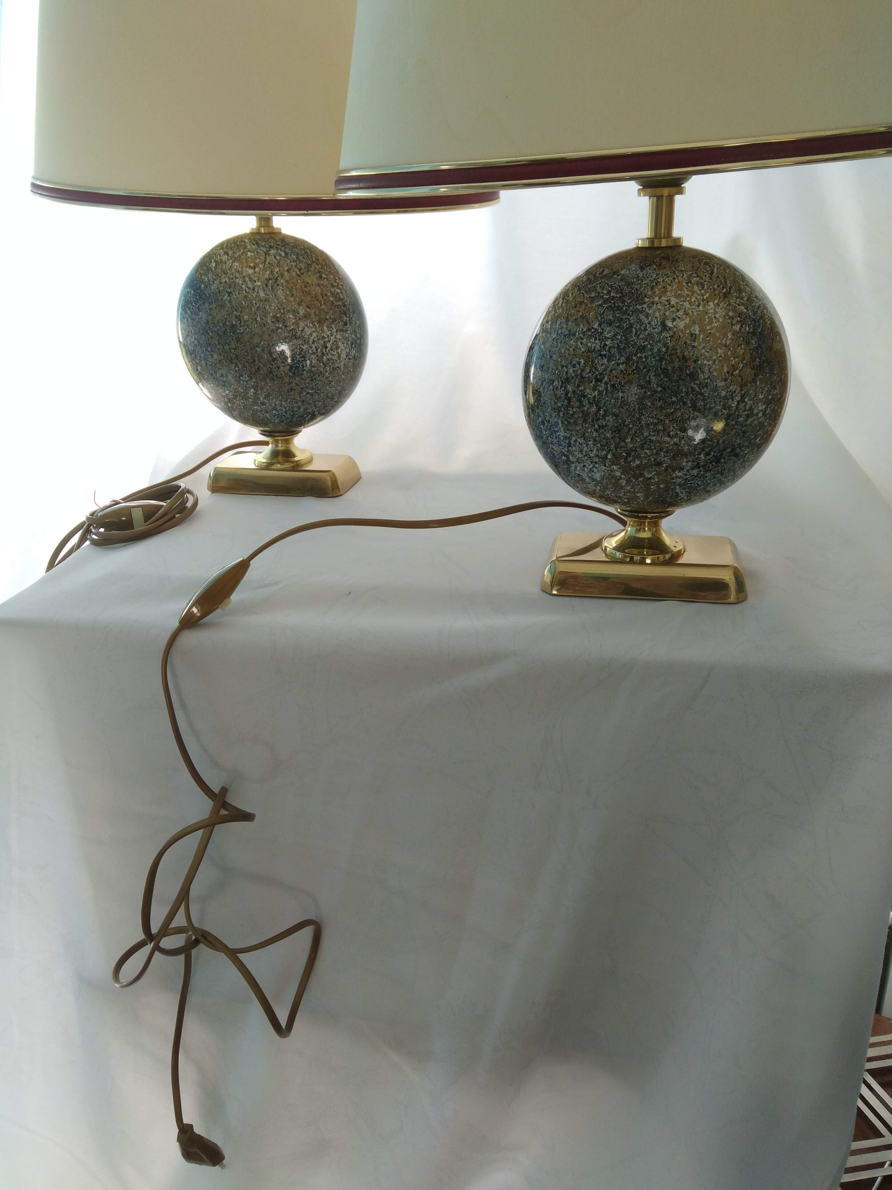 Pair of French 70s lamps Philippe Barbier style