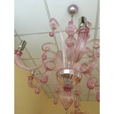 Murano Glass Chandelier in Pink 6 Arms
