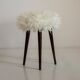 Pair of Mid-Century white Alpaca faux fur stools, Europe, 1960s