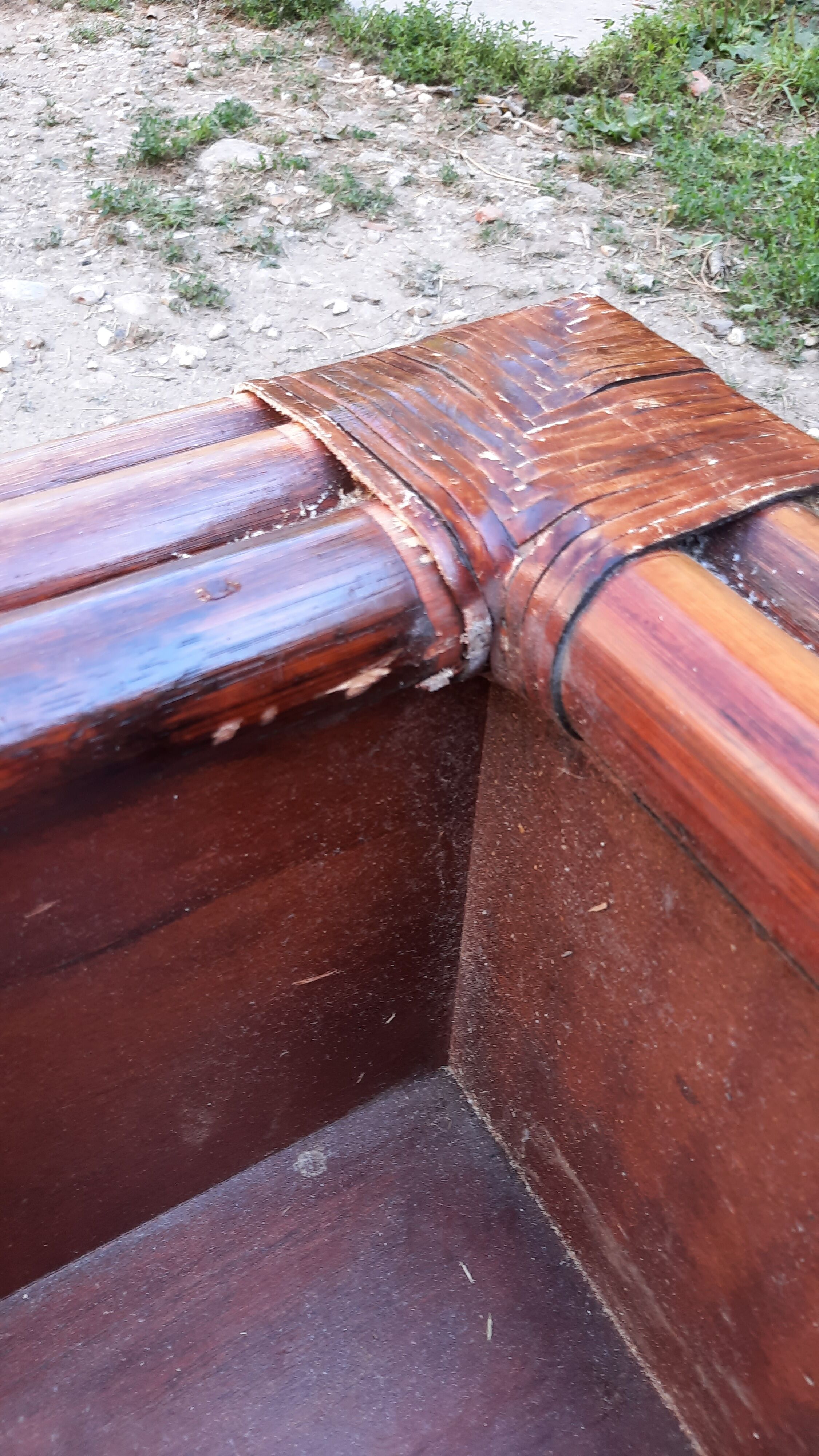 Rattan and bamboo bed and side tables