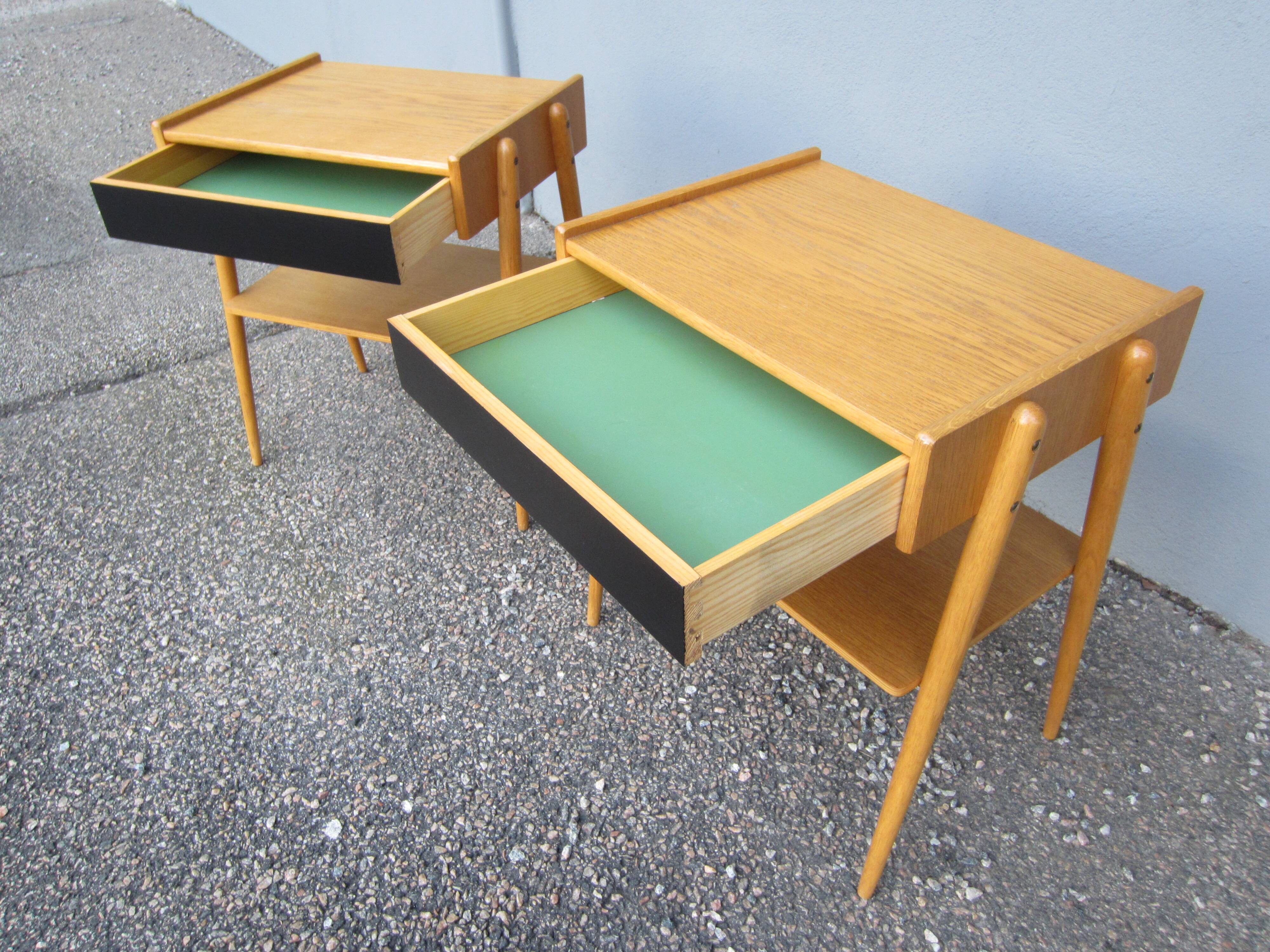 Pair of Scandinavian bedside tables by ab carlström & co möbelfabrik