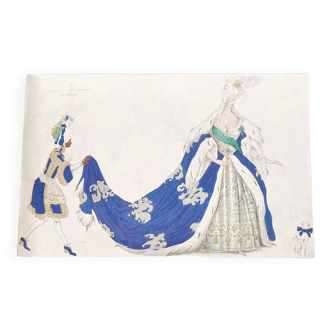 Sketch of leon bakst's costumes for the 1921 russian ballet original of the french illustration