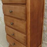 Art Deco 5-drawer chiffonier in solid wood with brass knobs – Fully restored