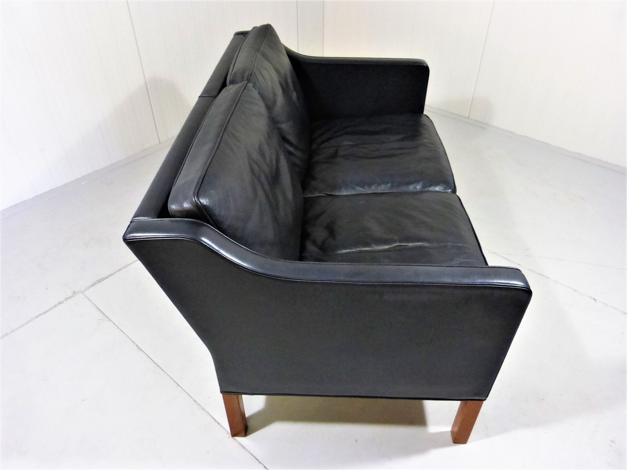 Black leather sofa by Børge Mogensen for Fredericia, Denmark