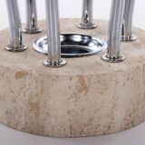 Italian Architectural Travertine Chrome Coat rack, 1960s