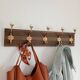 Vintage wall coat rack – 57 cm – 5 metal and ceramic hooks