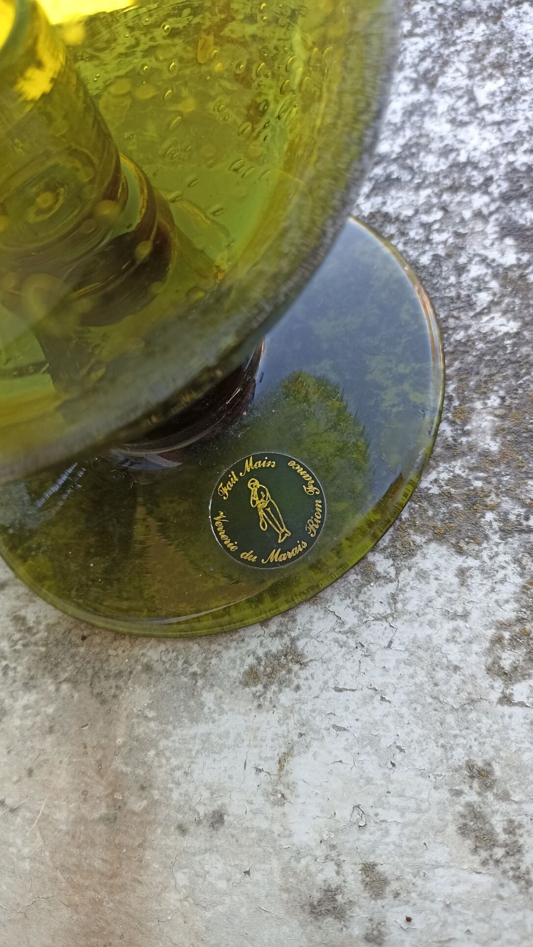 Outdoor photophore in bubbled glass by Verrerie du Marais