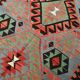 Kilim vintage anatolien tons bleu, vert et rouge géométrique, 160x317 Cm
