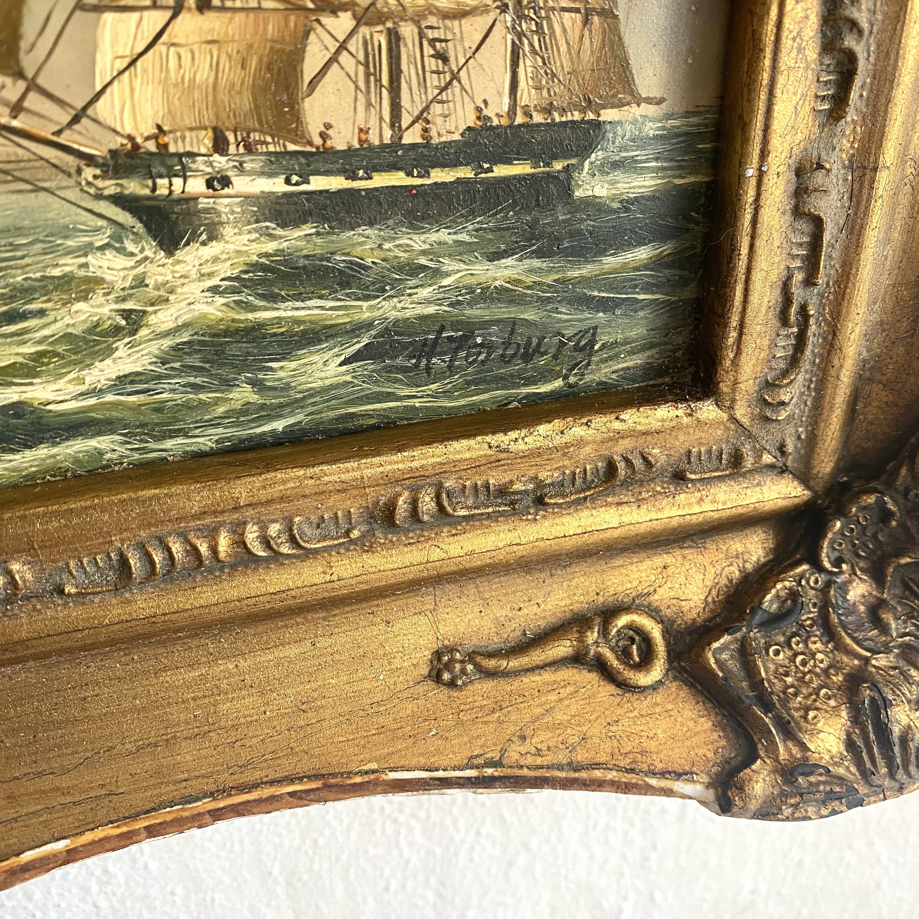 Framed marine painting