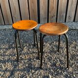 Two Vintage Industrial Stool Side Tables