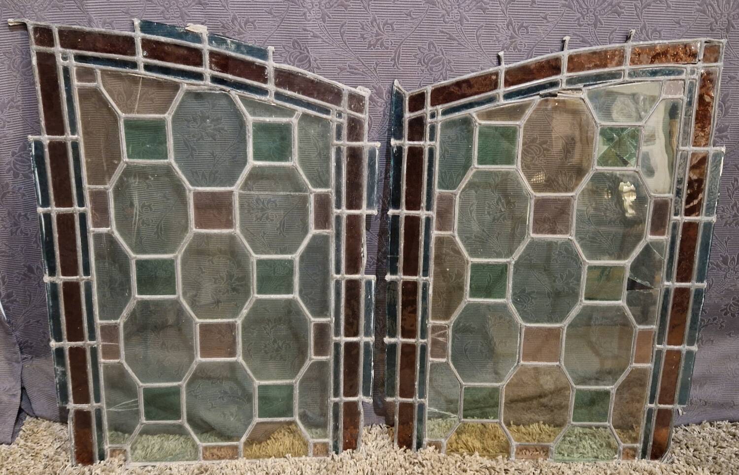 Pair of stained glass windows