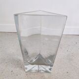 Triangular vase in thick transparent glass H:30cm