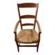 provençal armchair with dark beech armrests two-tone straw seat