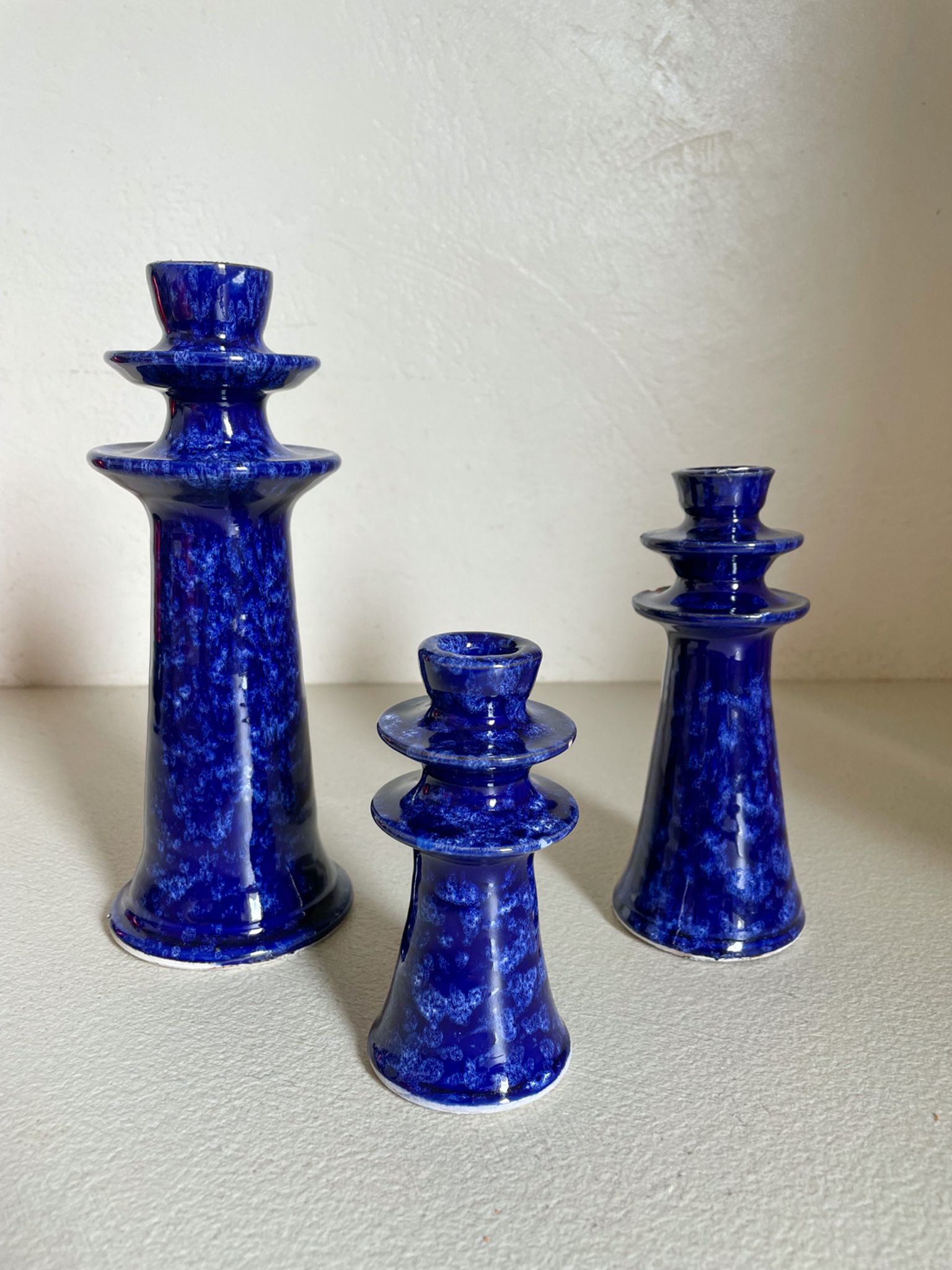 Set of ceramic candle holders tamegroute midnight blue