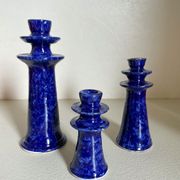 Set of ceramic candle holders tamegroute midnight blue