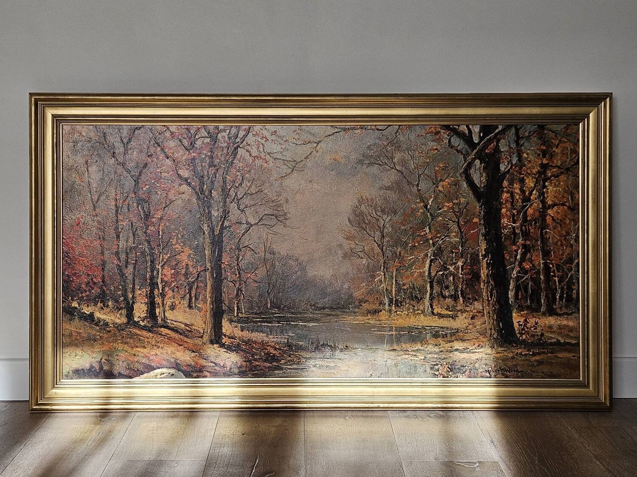 Oil on canvas of an autumn landscape - Reproduction by Robert Wood