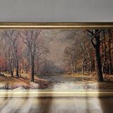 Oil on canvas of an autumn landscape - Reproduction by Robert Wood