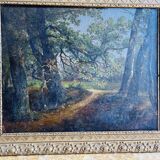 Oil painting on canvas path in the woods