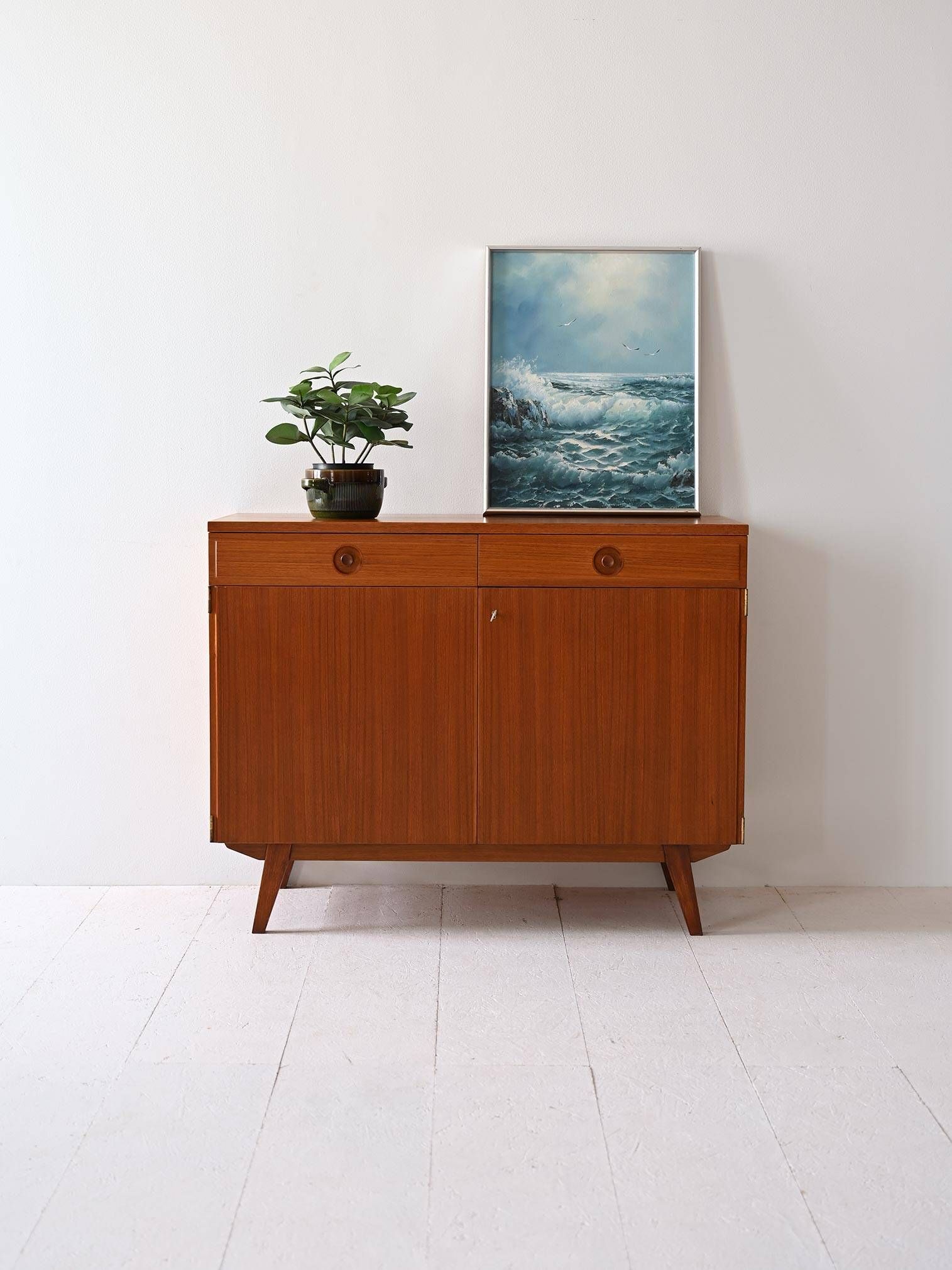 Small 1960s Scandinavian teak sideboard – Vintage Swedish cabinet