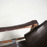 Pairs of vintage Safari style armchairs in wood and leather