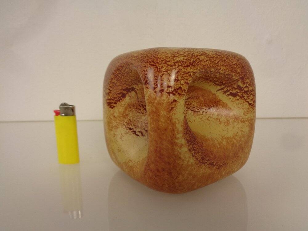 Italian ceramic cube vase by Roberto Rigon for Bertoncello, 1960s.