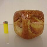 Italian ceramic cube vase by Roberto Rigon for Bertoncello, 1960s.