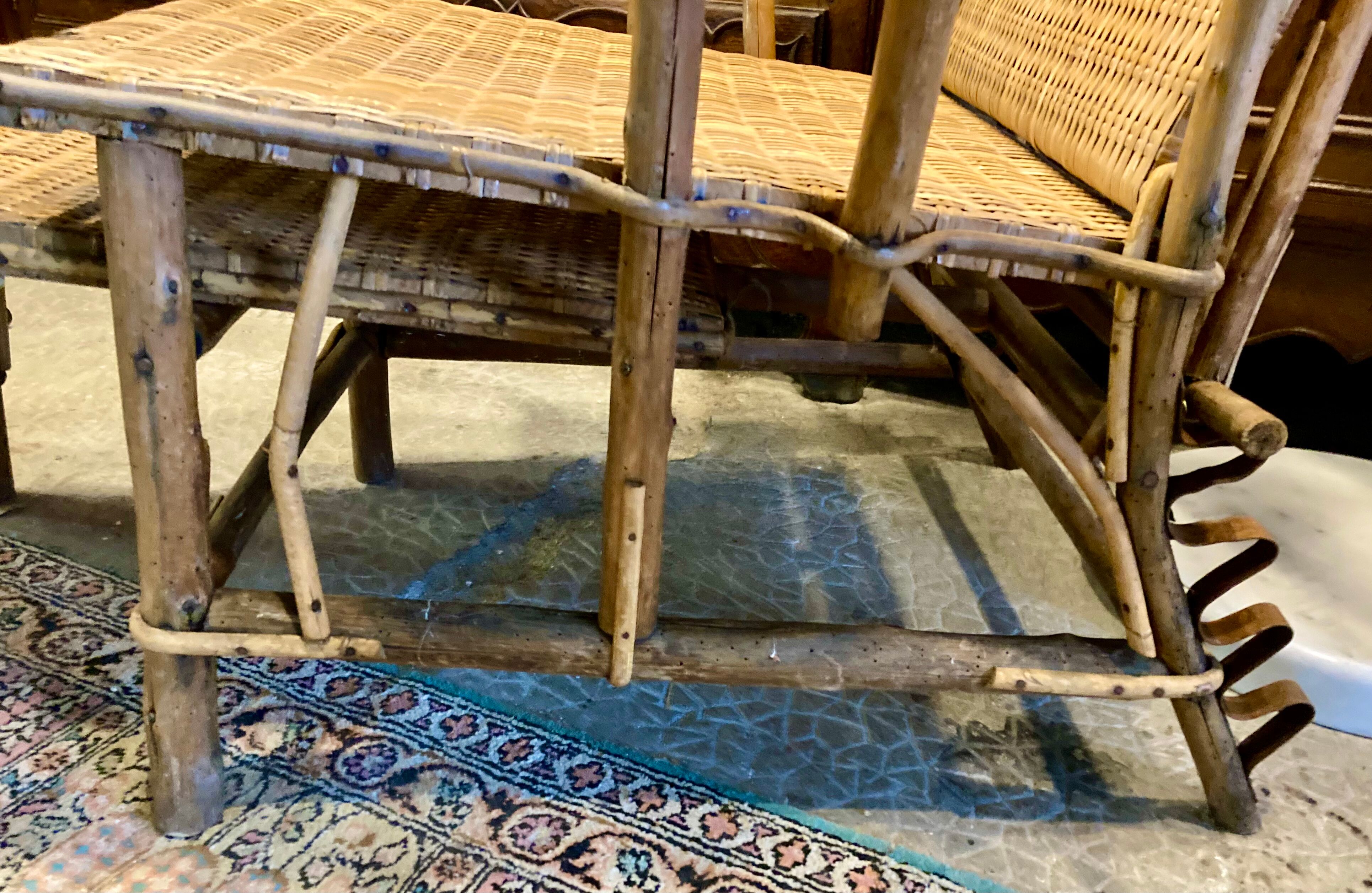 Rattan bamboo chaise longue 1920's