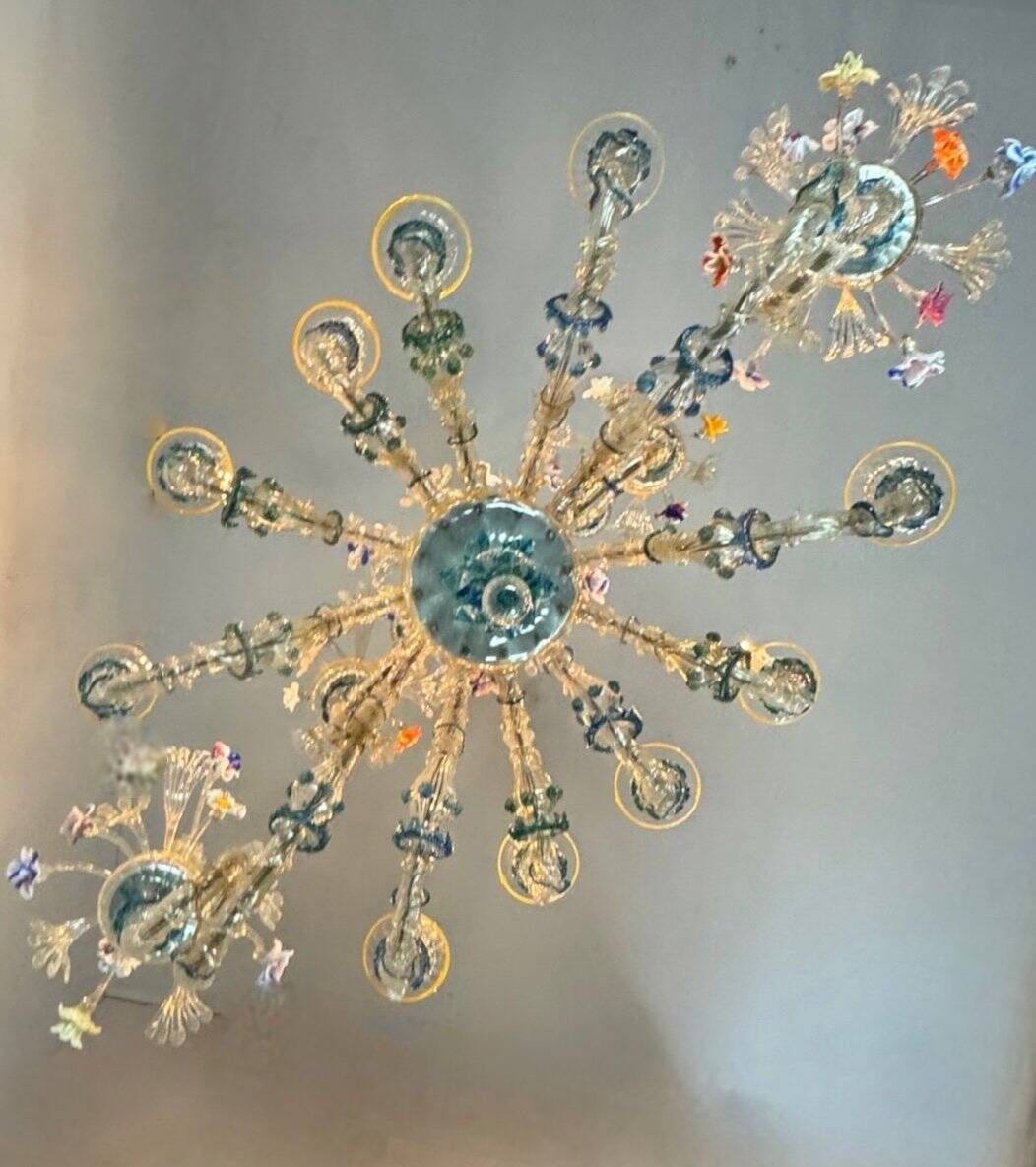 Rezzonico Gondola Chandelier In Multicolored Murano Glass Circa 1900