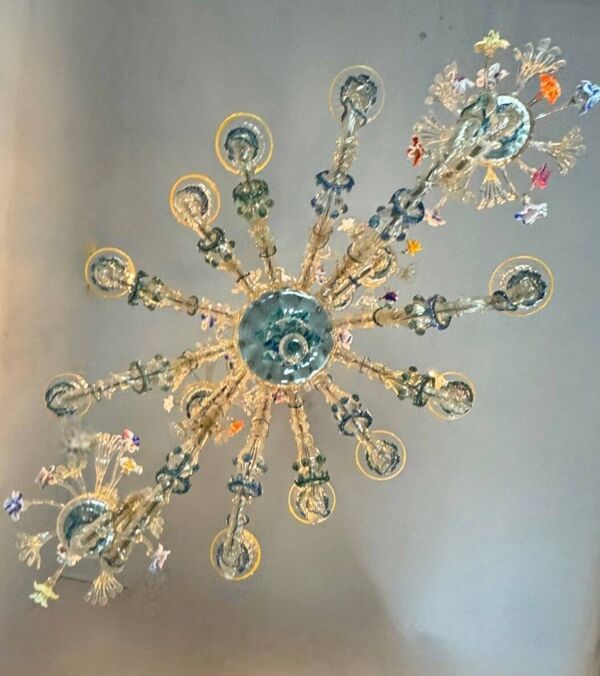 Lustre Rezzonico gondole en verre de Murano multicolore, vers 1900