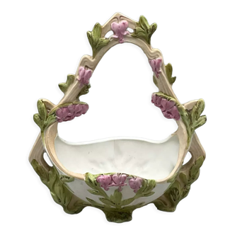 Porcelain flowered basket "biscuit"