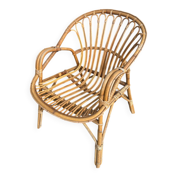 Fauteuil corbeille en rotin
