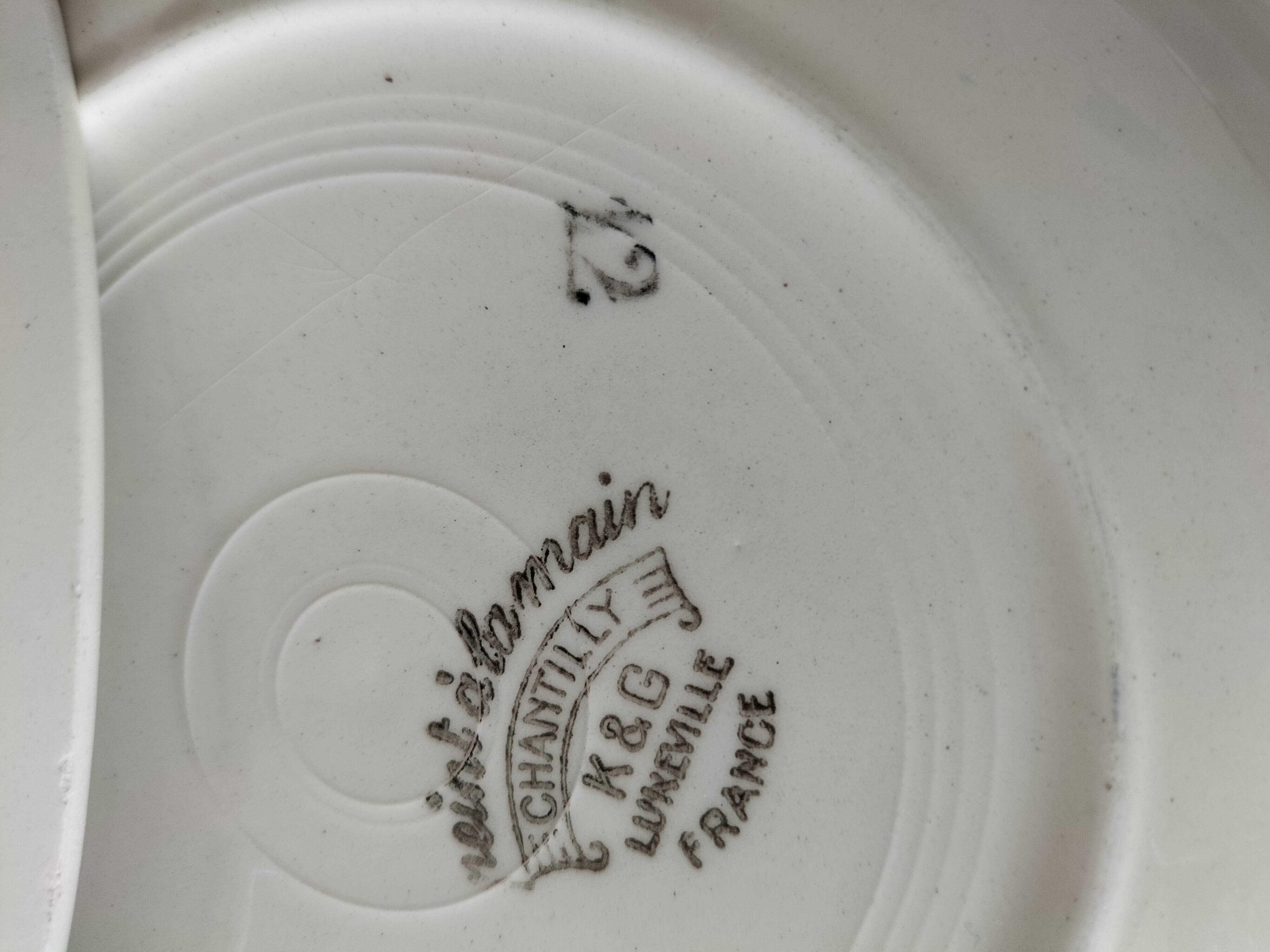 Trio of K&G Lunéville soup plates – Chantilly model, hand-painted