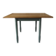 Table, vintage desk with smoked green base, oak top.
