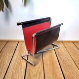 Vintage mail rack in metal and leather