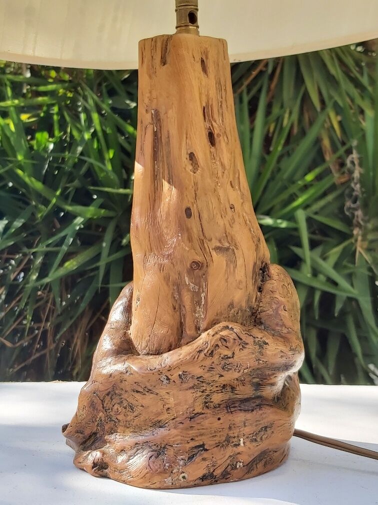 Vintage wood brutalist lamp 50s
