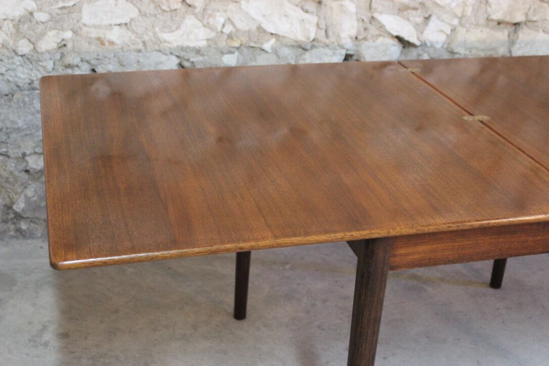 Extendable dining table "flip-top"/"wallet" Scandinavian vintage teak by Nils Jonsson for TROEDS