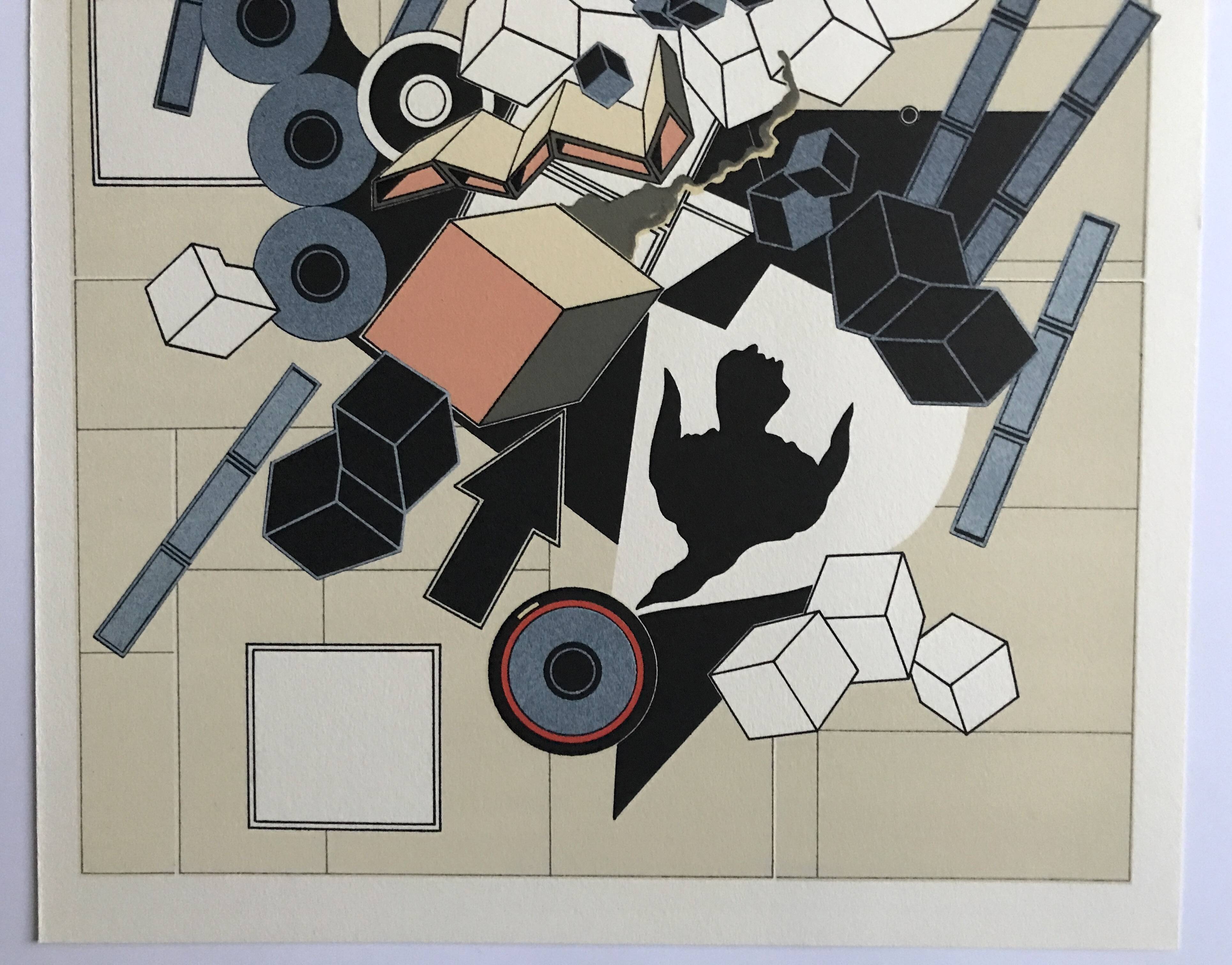 Set of 4 original lithographs by Alain Le Yaouanck 1978. The 4 elements.