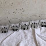 7 glasses to shoot / art deco liqueur white and black