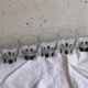 7 verres à shooter / liqueur art déco blanc et noir