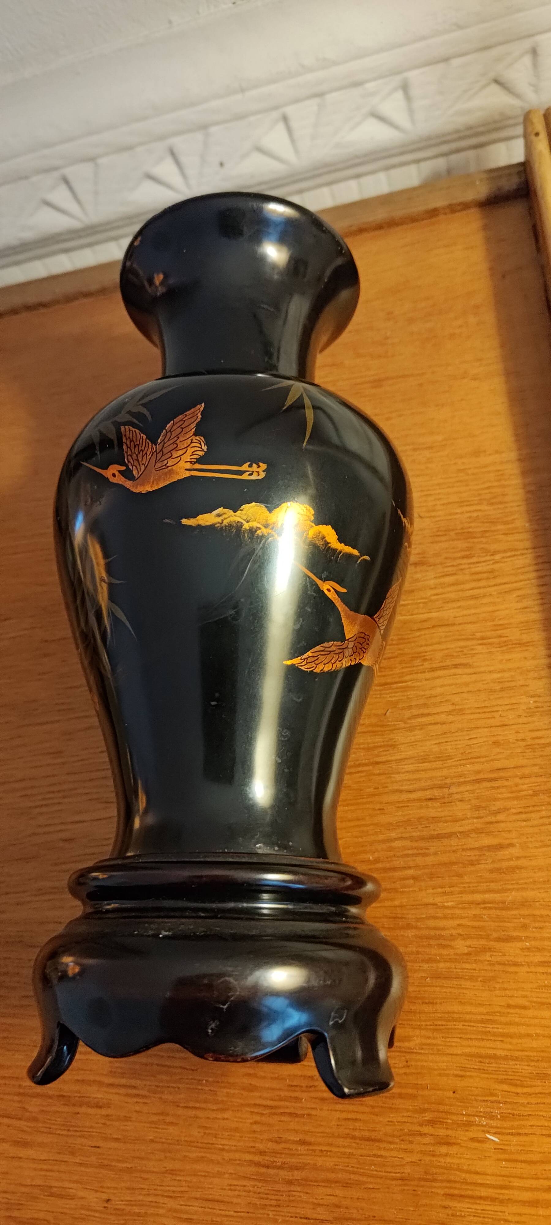 Lacquered wooden vase