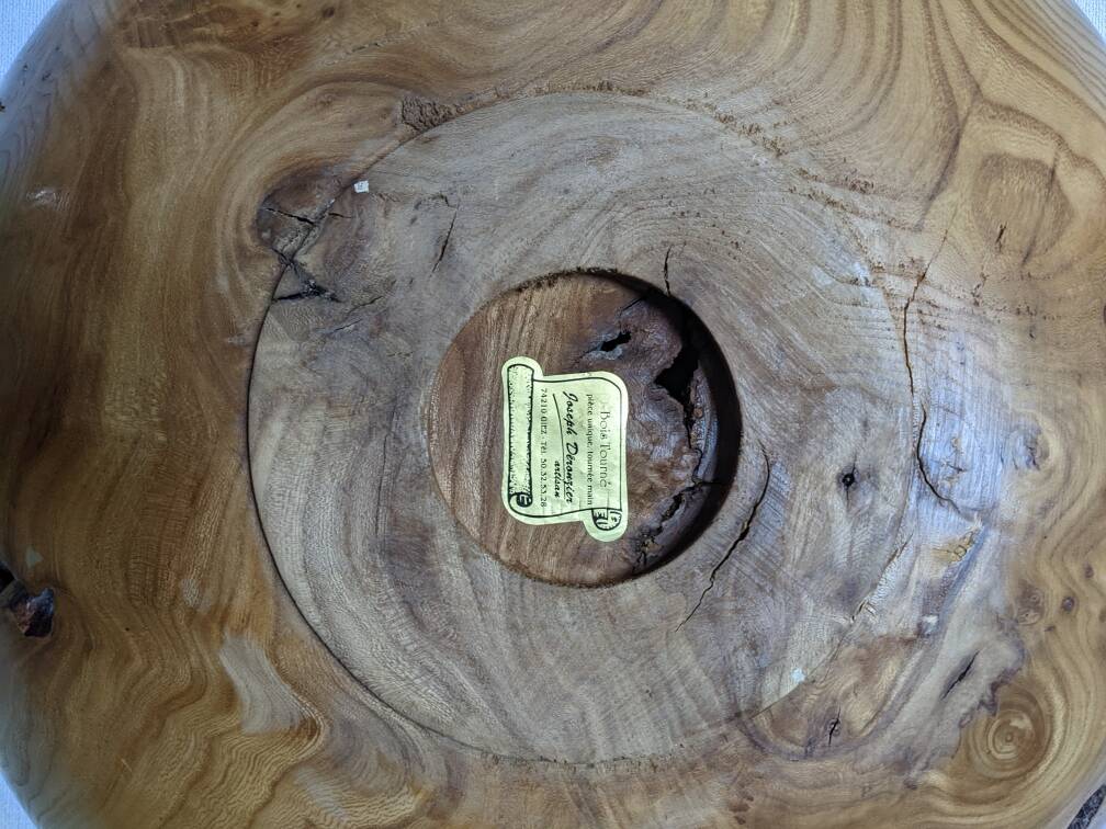 Coupe en bois d'olivier plat ancien artisanal slow décoration campagne